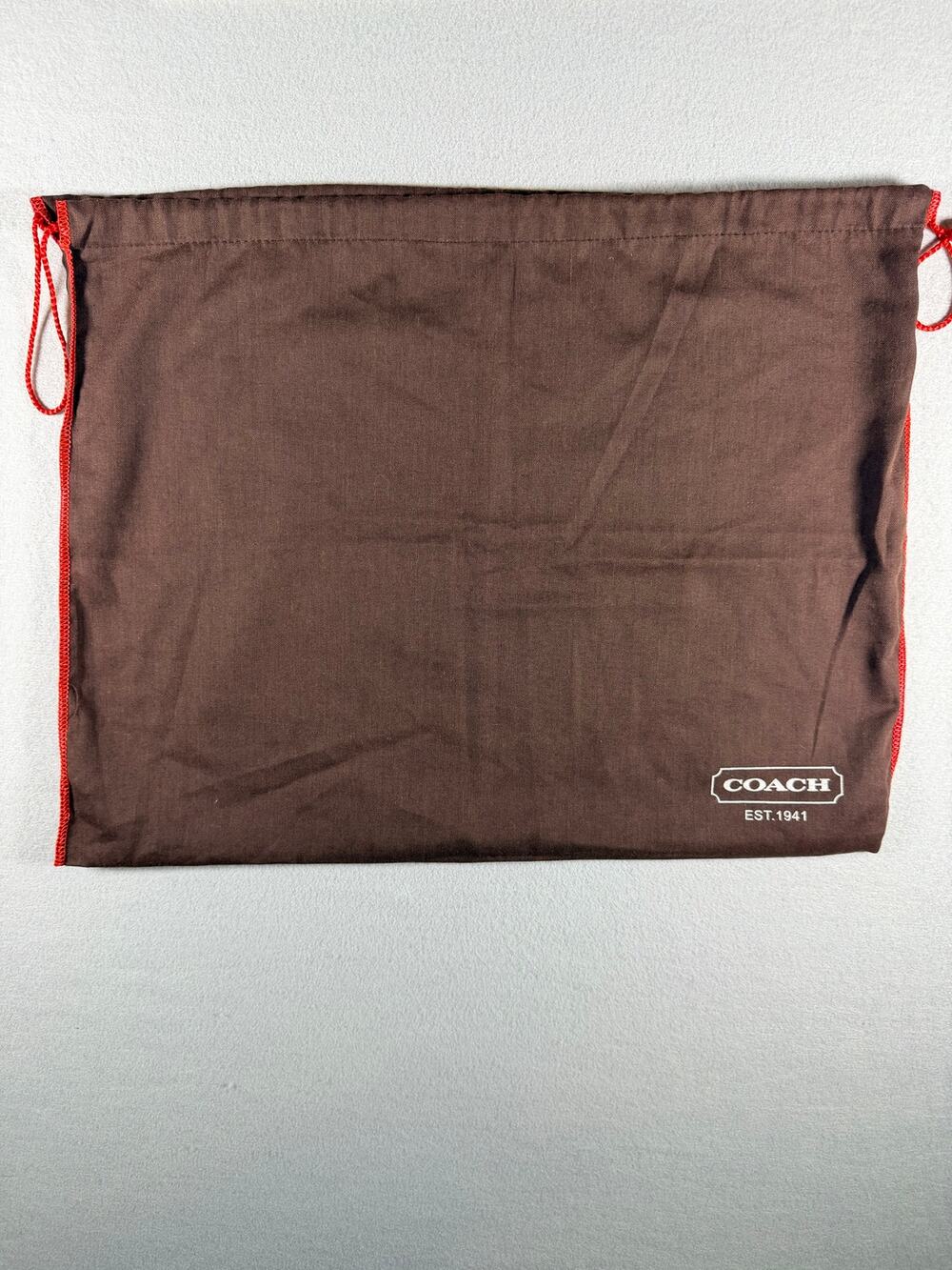 Authentic Coach Est 1941 Brown Drawstring Dust Bag with Red Trim 535